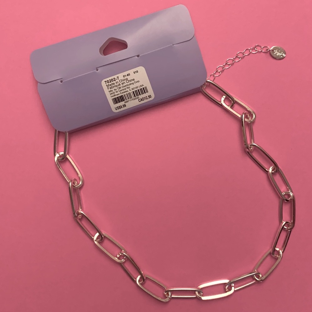 [3/$18] Silver Large Oval Paperclip Link Necklace
